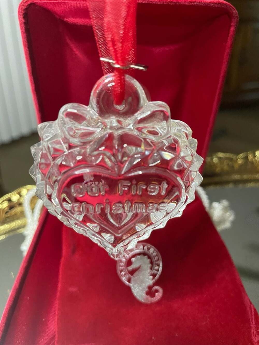 Waterford Crystal Our First Christmas Heart Ornament Boxed